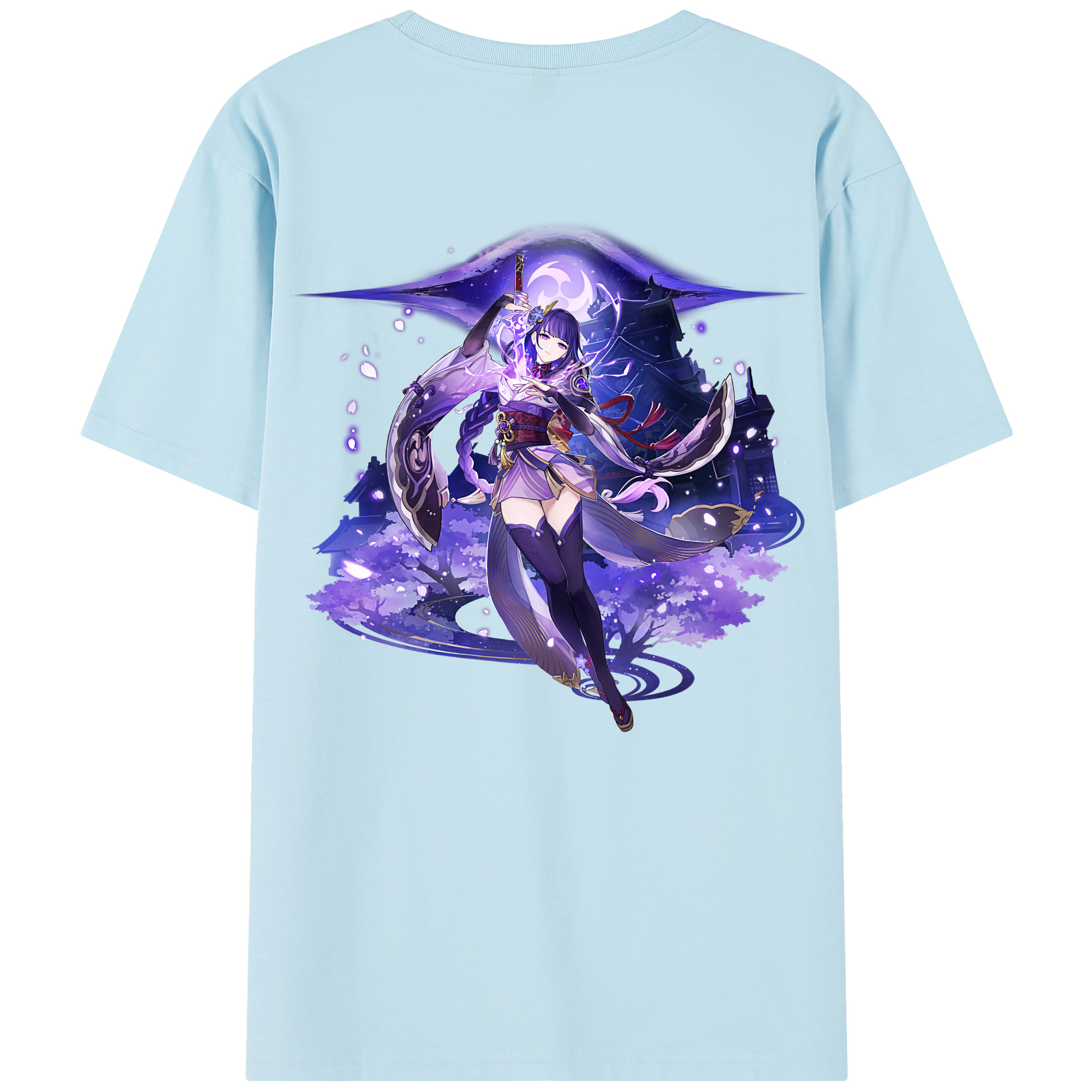 げんし神 雷電将軍 らいでんしょうぐん genshin Raiden Shogun 綿100％半袖Tシャツ（背面プリント）
